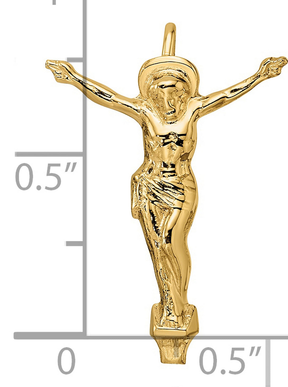 14k Yellow Gold Crucifix Pendant with Jesus on the Cross, Christian Religious Charm