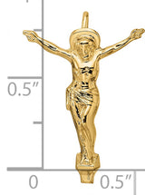14k Yellow Gold Crucifix Pendant with Jesus on the Cross, Christian Religious Charm