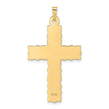 14k Yellow Gold Cross Pendant with Floral Design and Woven Detail for Women