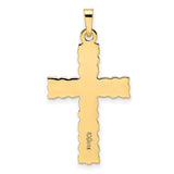 14k Yellow Gold Cross Pendant with Floral and Vine Detailing for Women