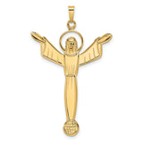 14k Yellow Gold Christ the Redeemer Pendant with Outstretched Arms on Globe Base
