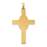 14k Yellow Gold Cross Pendant with Embossed Virgin of Guadalupe, Catholic Religious Charm