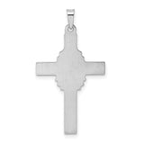 14k White Gold Cross Pendant with Our Lady of Guadalupe Engraving, Polished and Satin Finish