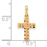 Diamond Cut Cross Charm Pendant in Real 14k Multi-Tone Gold