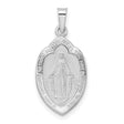 14k White Gold Miraculous Medal Pendant Featuring Virgin Mary, Satin and Polished Finish