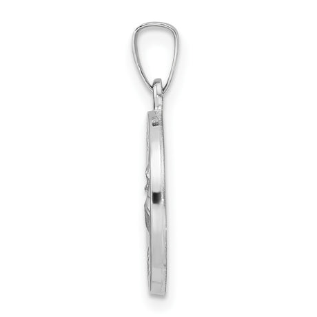 14k White Gold Saint Anthony Medallion Pendant, Catholic Religious Charm for Men or Women