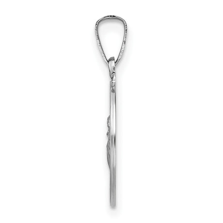 14k White Gold Saint Anthony Medal Pendant with Satin Finish Religious Charm