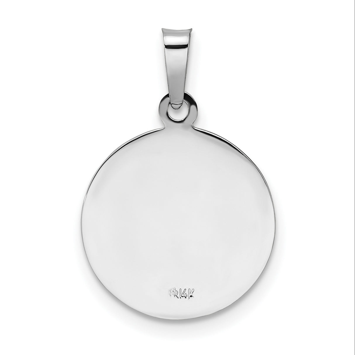 14k White Gold Saint Anthony Medal Pendant with Satin Finish Religious Charm