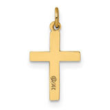 14k Yellow Gold Cross Pendant with Textured and Polished Sunburst Design
