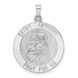 14k White Gold Saint Anthony Medal Pendant with Christ, Catholic Religious Charm