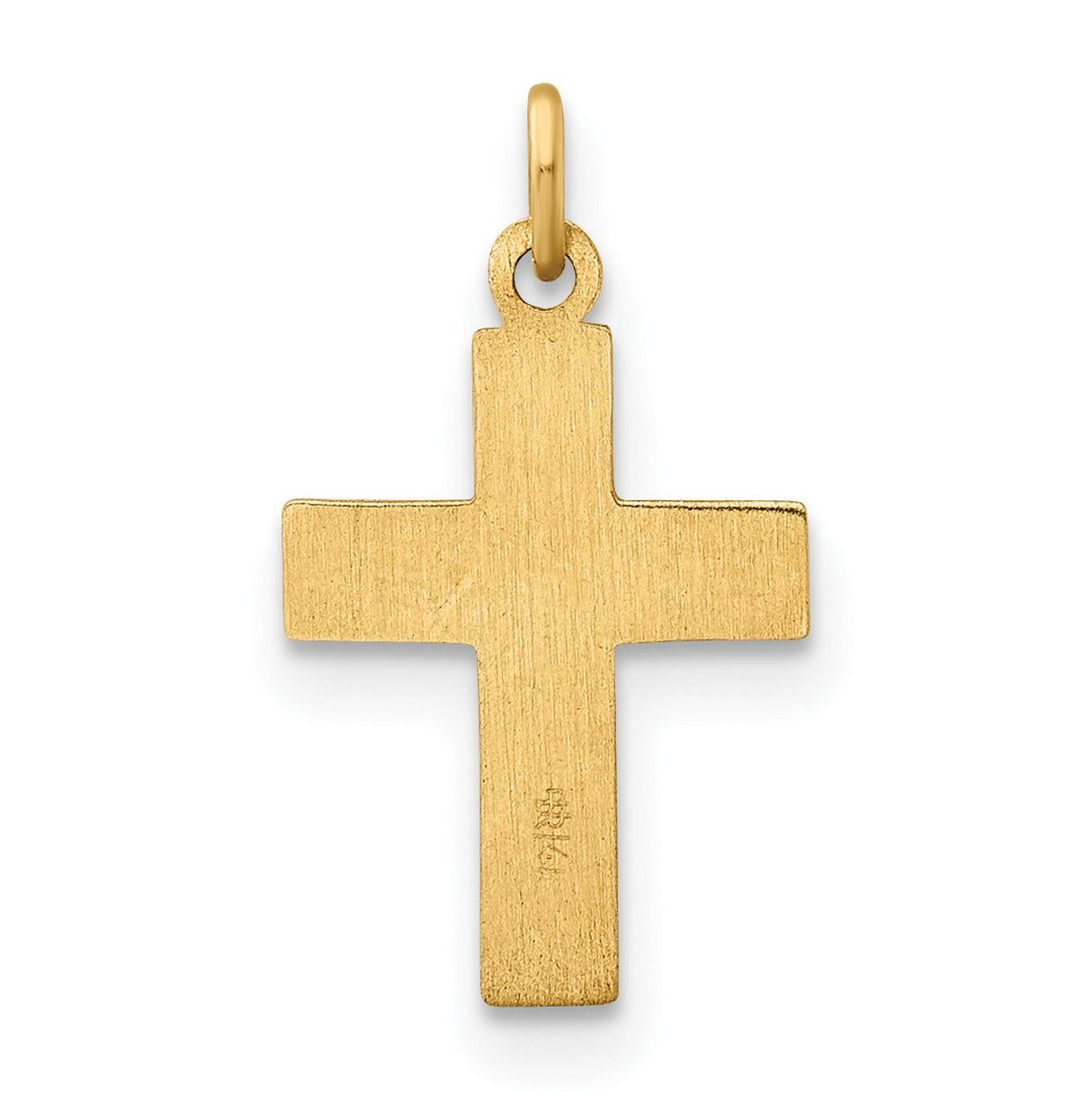 14k Yellow Gold Cross Pendant with Textured Design and Starburst Center