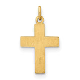 14k Yellow Gold Cross Pendant with Textured Design and Starburst Center