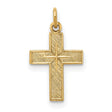 14k Yellow Gold Cross Pendant with Textured Design and Starburst Center