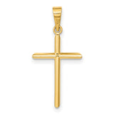 14k Yellow Gold Cross Pendant, Polished Religious Design for Women and Unisex