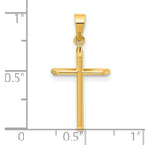 14k Yellow Gold Cross Pendant, Polished Religious Design for Women and Unisex