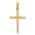 14k Yellow Gold Cross Pendant, Polished Religious Design for Women and Unisex