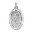 14k White Gold Saint Anthony Pendant, Oval Catholic Medal for Women or Unisex