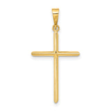 14k Yellow Gold Cross Pendant, Polished Minimalist Christian Charm for Women and Unisex Wear