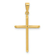 14k Yellow Gold Cross Pendant, Polished Minimalist Christian Charm for Women and Unisex Wear