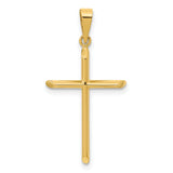 14k Yellow Gold Cross Pendant, Polished Minimalist Christian Charm for Women and Unisex Wear