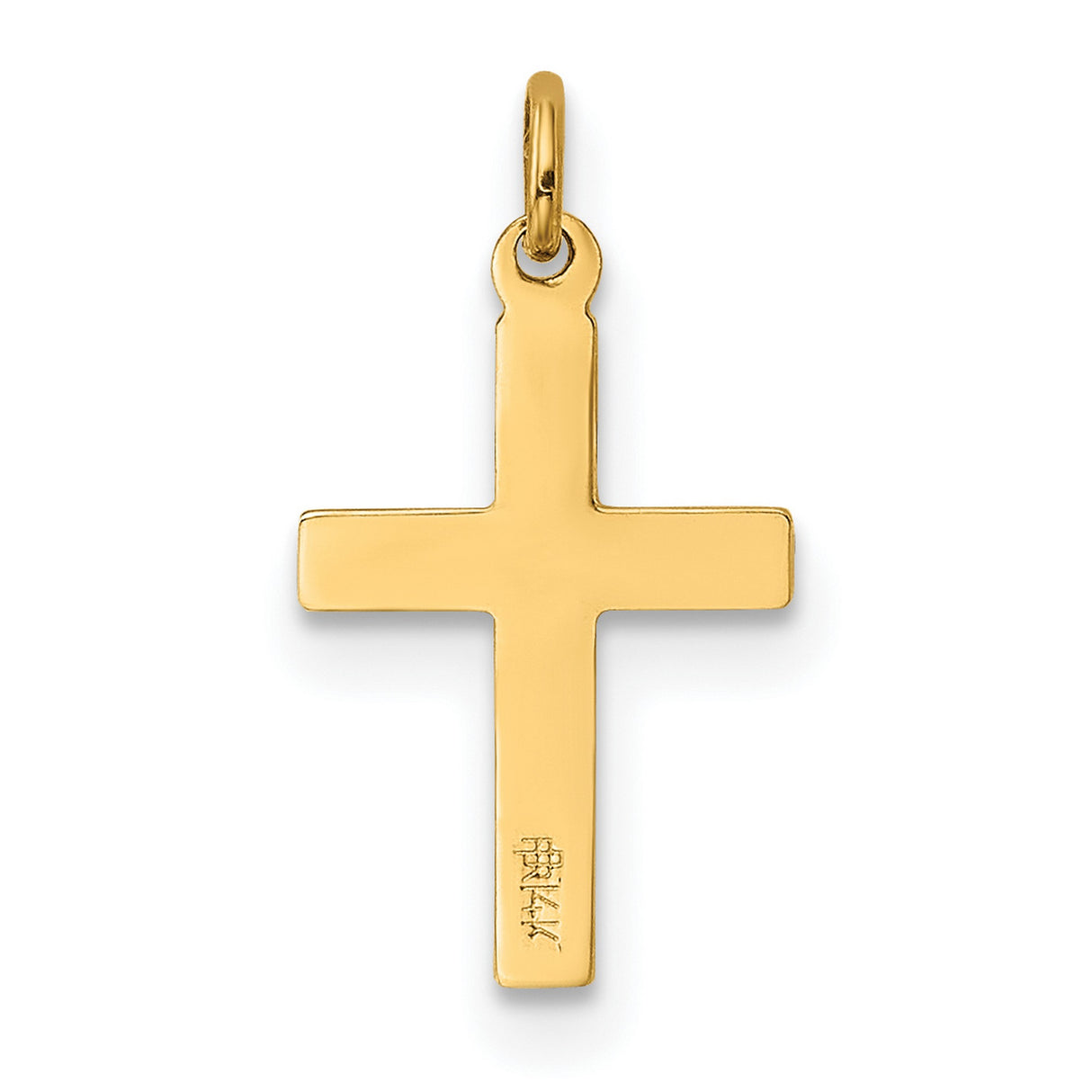 Latin Cross With Flowers Charm Pendant in Real 14k Yellow Gold