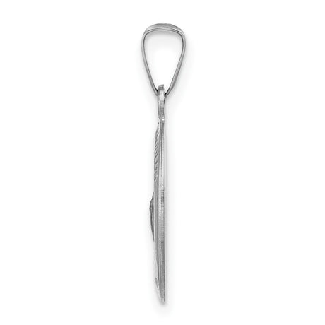 14k White Gold St Jude Thaddeus Pendant, Oval Saint Medal with Satin Finish