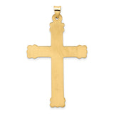 14k Yellow Gold Cross Pendant with Flared Leaf Tips and Sunburst Center