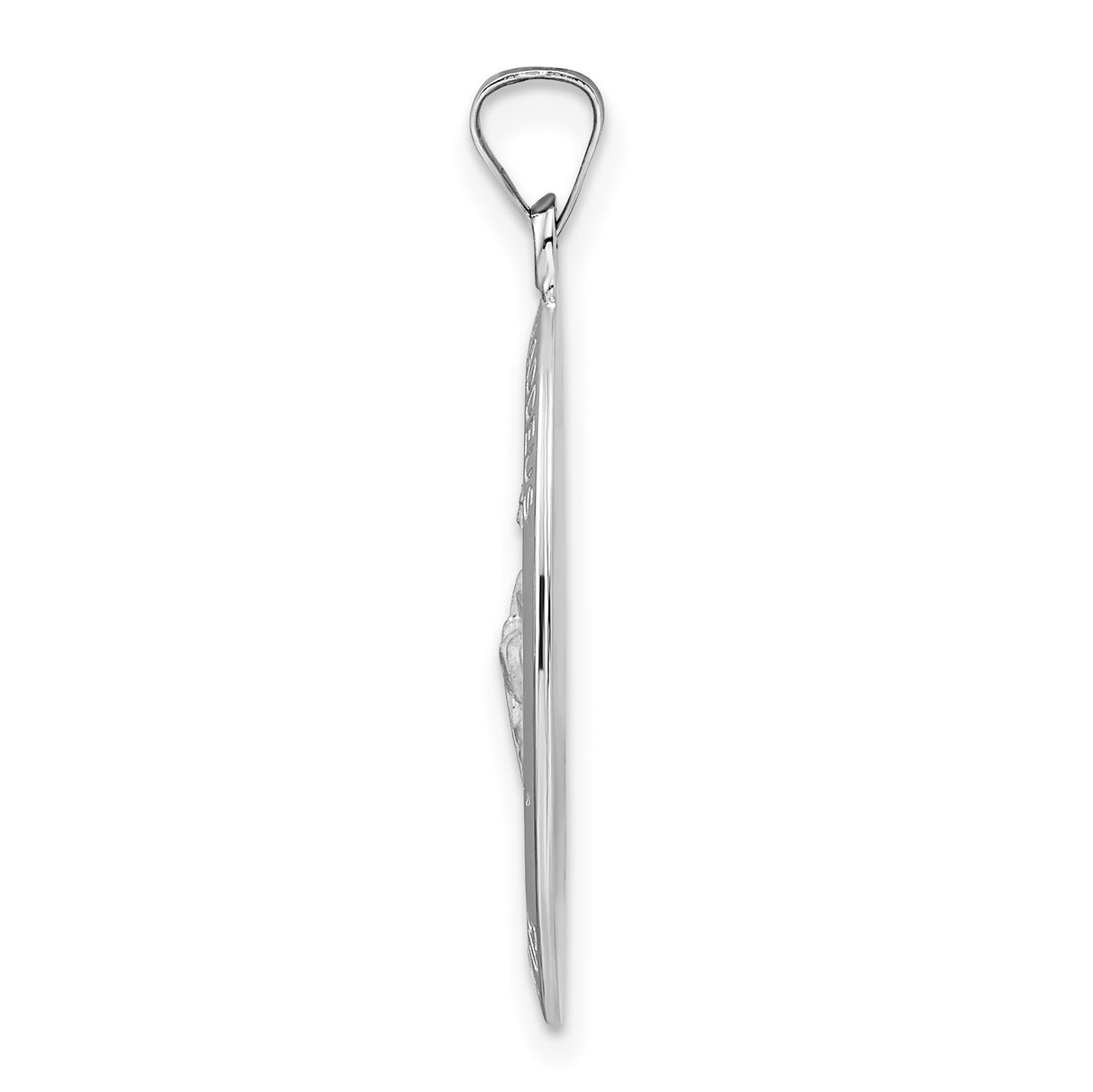 14k White Gold St. Jude Thaddeus Oval Pendant with Halo and Staff Inscription