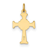 Solid Flat Back Celtic Cross Charm Pendant in Real 14k Yellow Gold