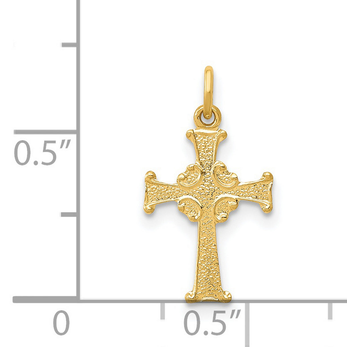 Solid Flat Back Celtic Cross Charm Pendant in Real 14k Yellow Gold