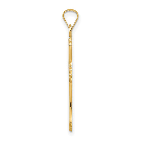 14k Yellow Gold Cross Pendant with Fleur-de-Lis Detailing, Catholic Religious Jewelry for Women