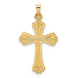 14k Yellow Gold Cross Pendant with Fleur-de-Lis Detailing, Catholic Religious Jewelry for Women