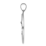 14k White Gold Saint Michael Pendant with Satin Finish and Hollow Back