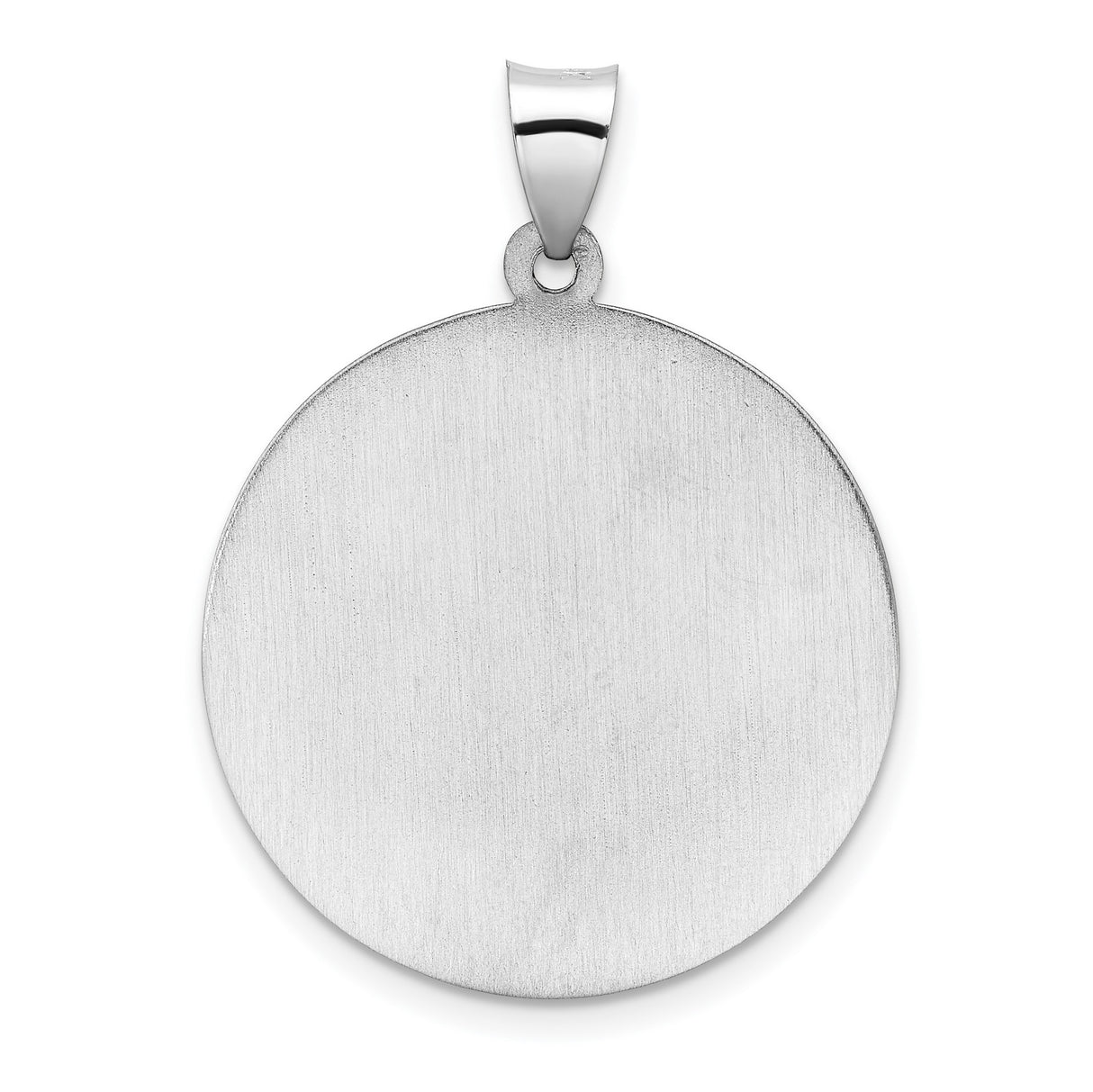 14k White Gold Saint Michael Pendant with Satin Finish and Hollow Back