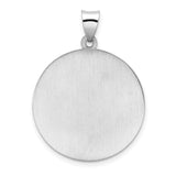 14k White Gold Saint Michael Pendant with Satin Finish and Hollow Back