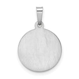 14k White Gold Saint Michael Pendant with Satin Finish, Archangel Medal Symbolizing Protection