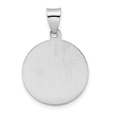14k White Gold Saint Michael Pendant, Archangel Medal with Pray for Us Inscription