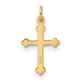 14k Yellow Gold Cross Pendant with Fleur-de-Lis Ends and Diamond Pattern Center