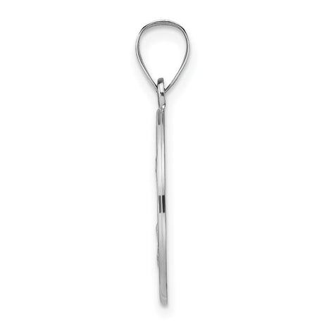 14k White Gold Saint Nicholas Pendant, Catholic Medal with Satin Finish for Men and Women