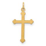 14k Yellow Gold Cross Pendant with Ornate Detailing and Diamond Shape Accent