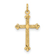 14k Yellow Gold Cross Pendant with Ornate Detailing and Diamond Shape Accent