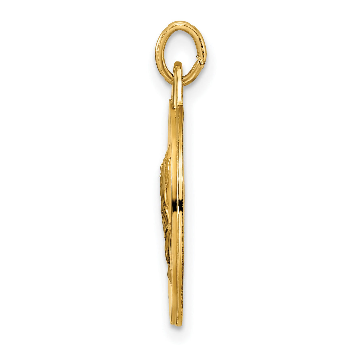 14k Yellow Gold Praying Hands Disc Pendant, Christian Religious Charm, Polished Satin Finish