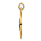 14k Yellow Gold Praying Hands Disc Pendant, Christian Religious Charm, Polished Satin Finish