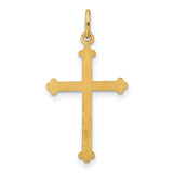 14k Yellow Gold Fleur-de-Lis Cross Pendant with Diamond Accent, Ornate Religious Jewelry for Women