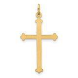 Polished and Textured Solid Diamond Shape Cross Charm Pendant in Real 14k Yellow Gold