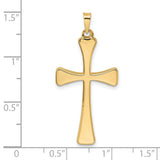 14k Yellow Gold Flared Cross Pendant, Polished Religious Charm for Men or Women