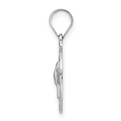 14k White Gold Holy Spirit Pendant with Raised Dove and Sunburst Design