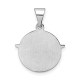 14k White Gold Holy Spirit Pendant with Raised Dove and Sunburst Design