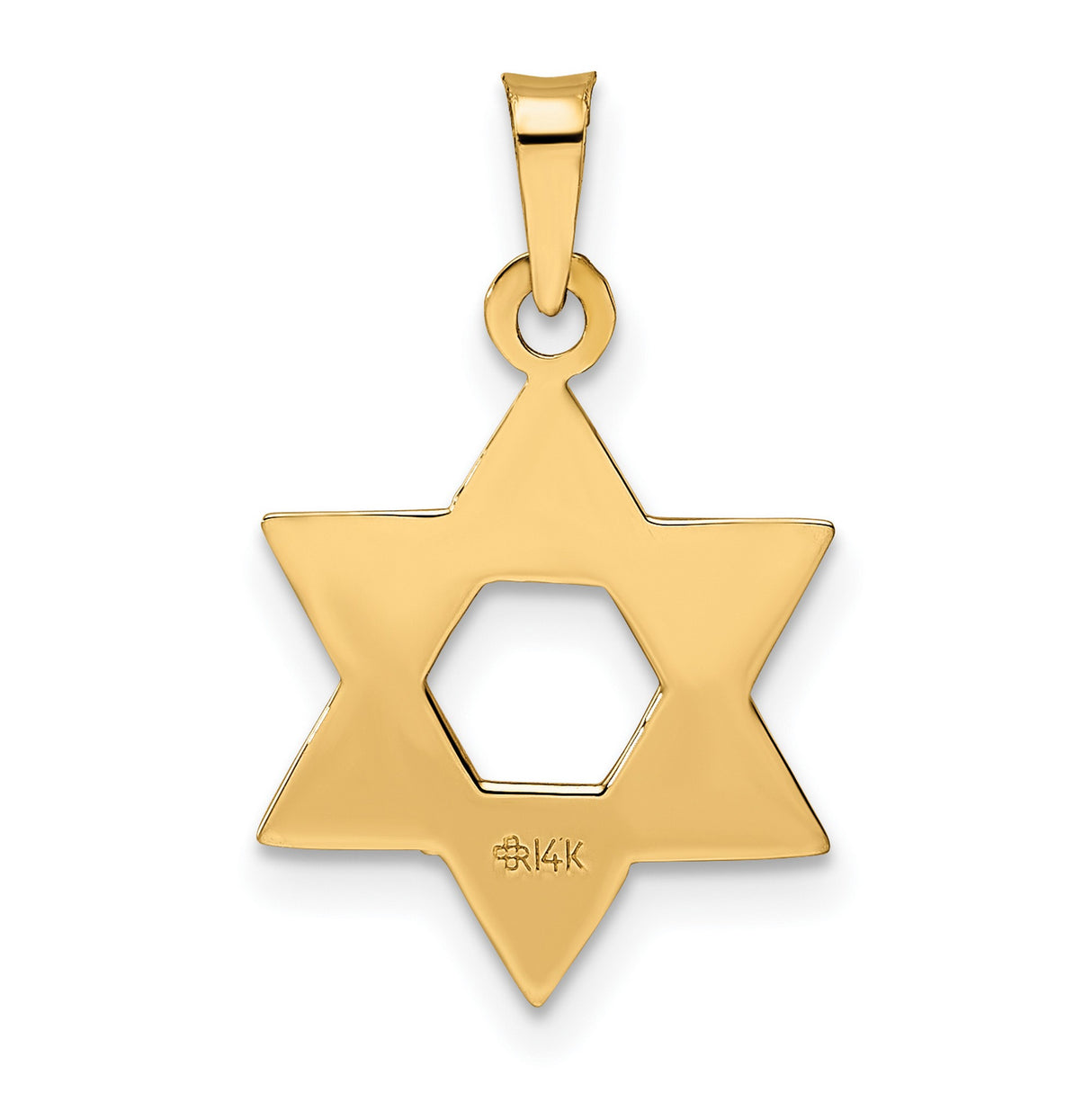 Rose Polished Solid Star of David Charm Pendant in Real 14k Rose Gold