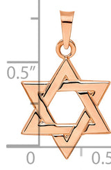 Rose Polished Solid Star of David Charm Pendant in Real 14k Rose Gold